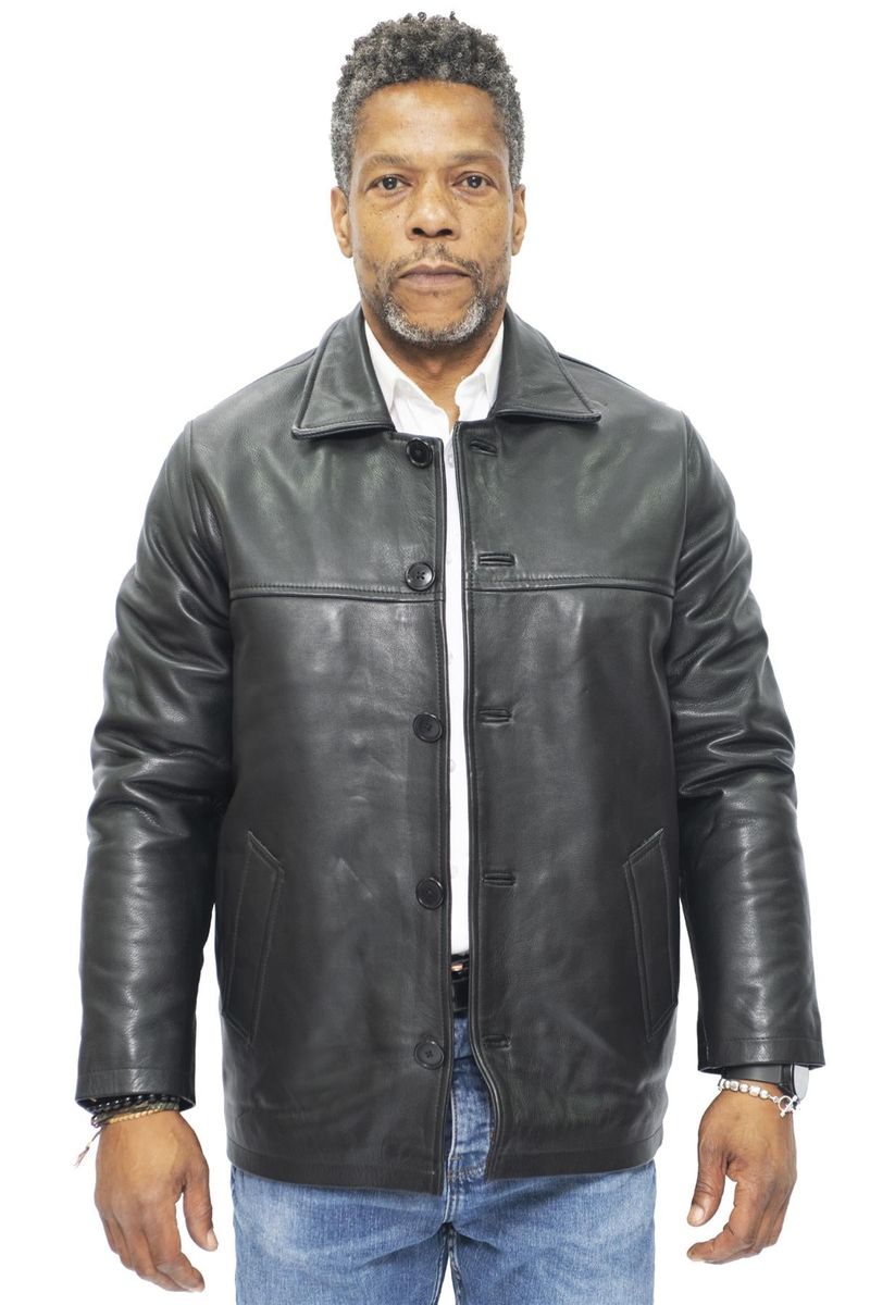 Herren Lederjacke mit Knopfleiste