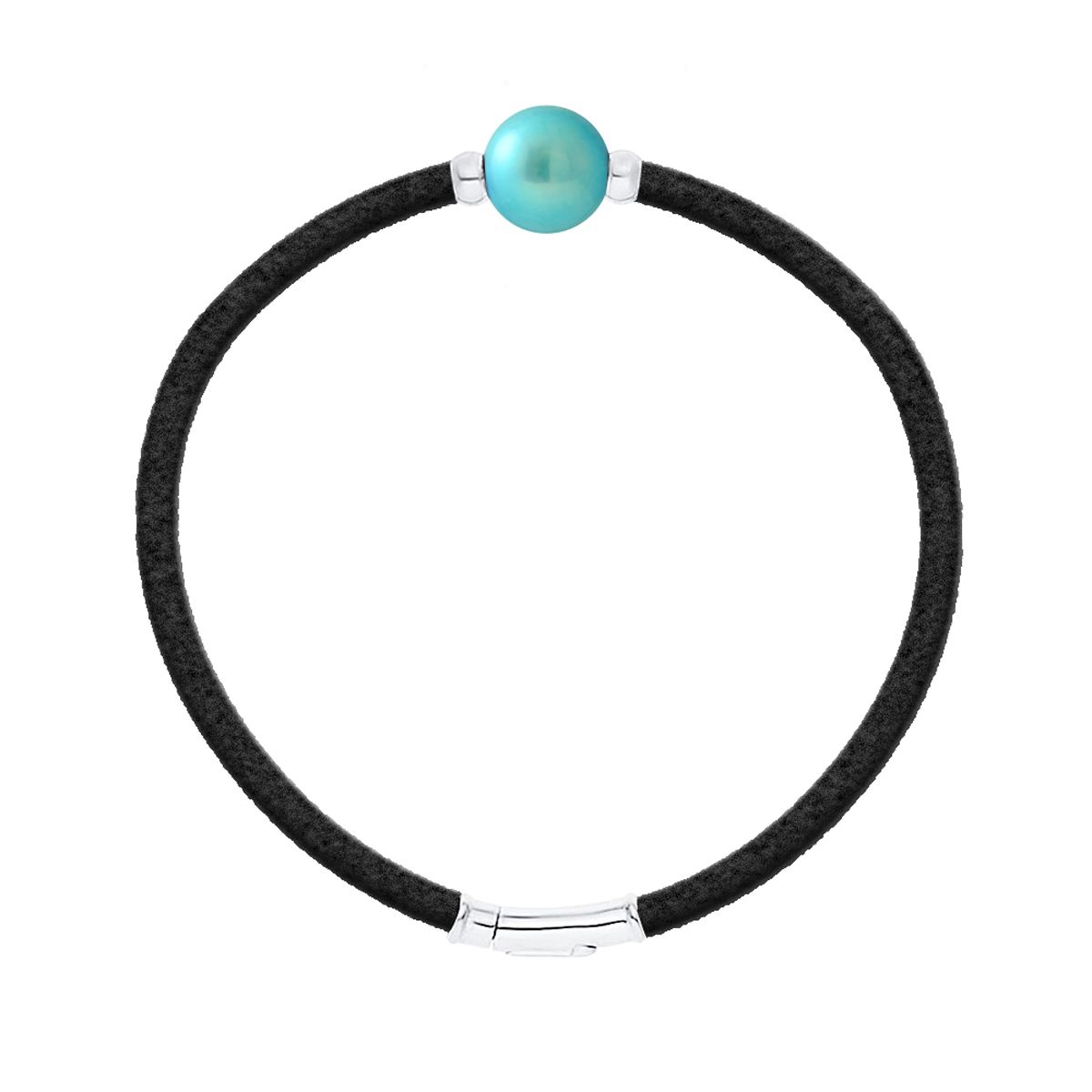 Lederarmband mit türkisblauer Perle