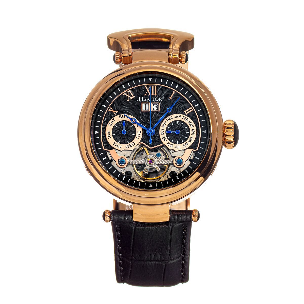Automatische Semi-Skeleton Lederuhr