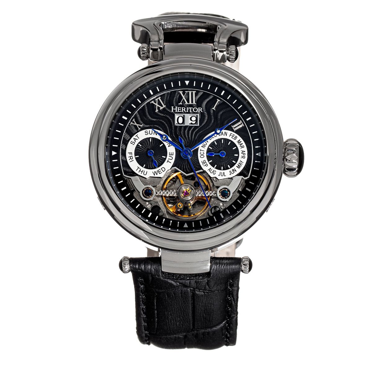 Automatische Semi-Skeleton Lederuhr