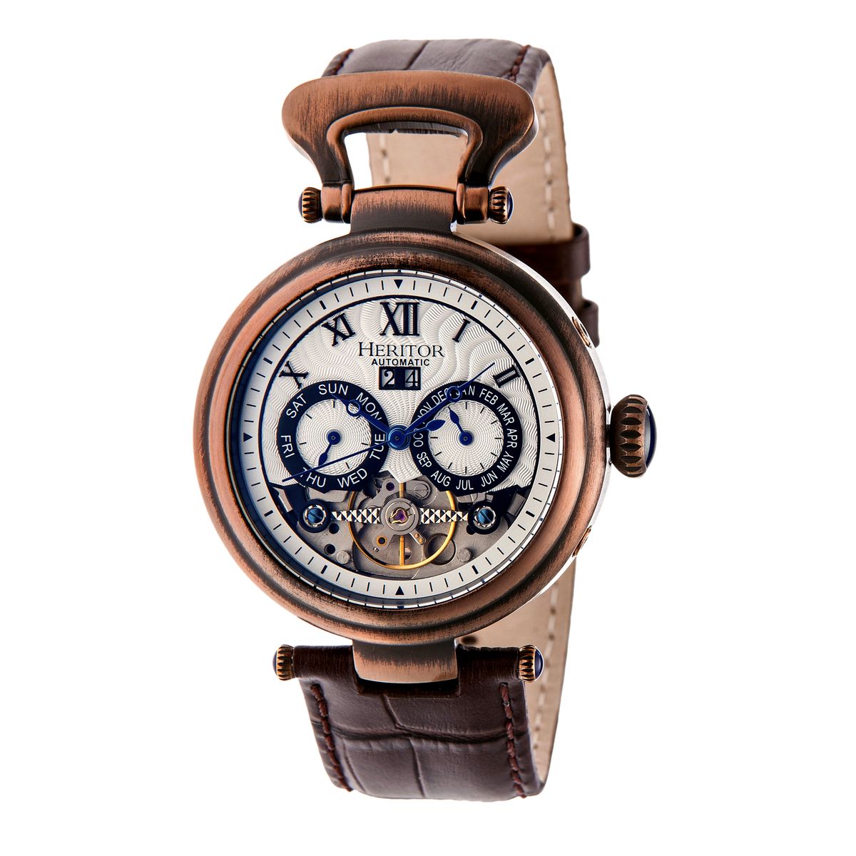 Automatische Semi-Skeleton Lederuhr