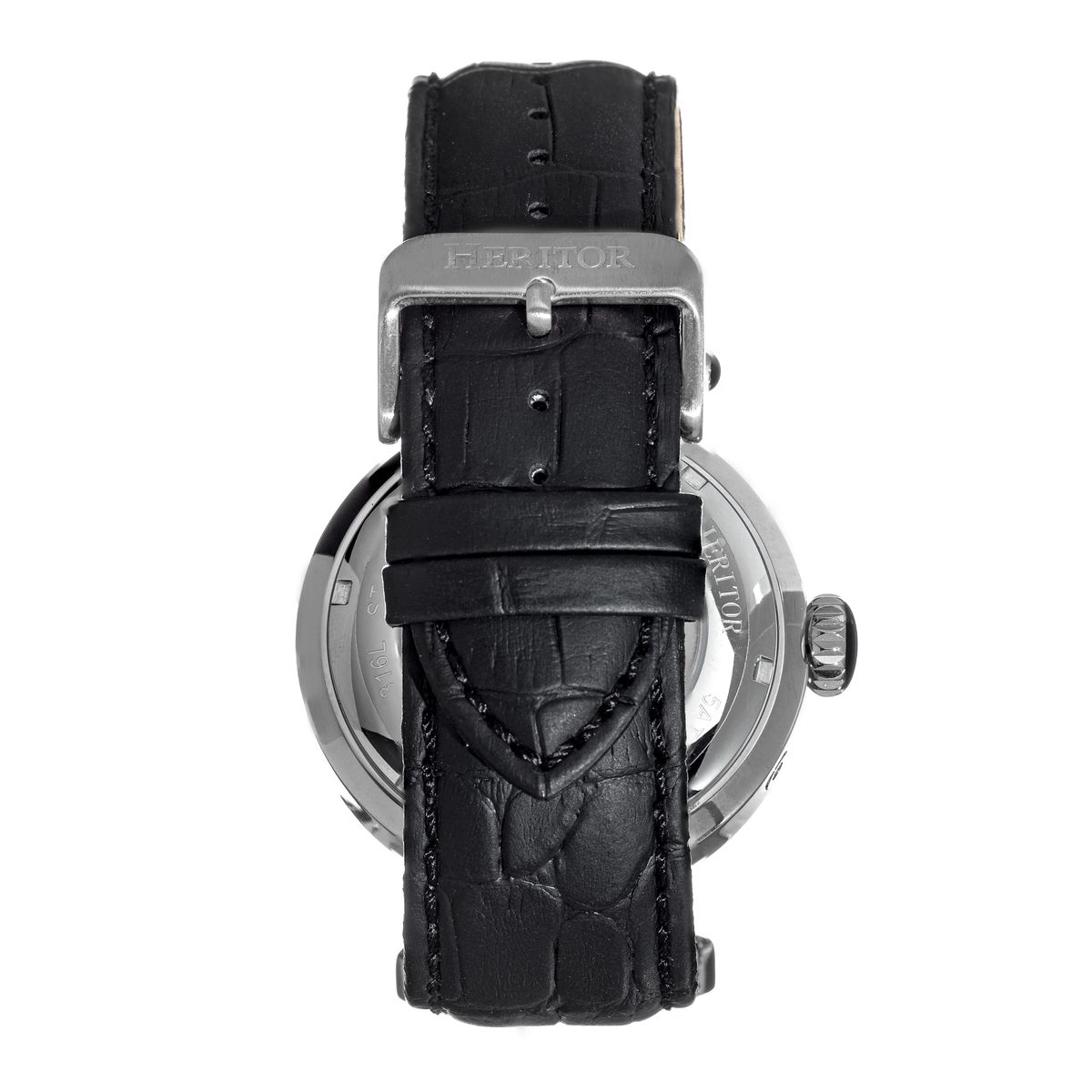 Halbskelettierte Automatikuhr mit Lederarmband