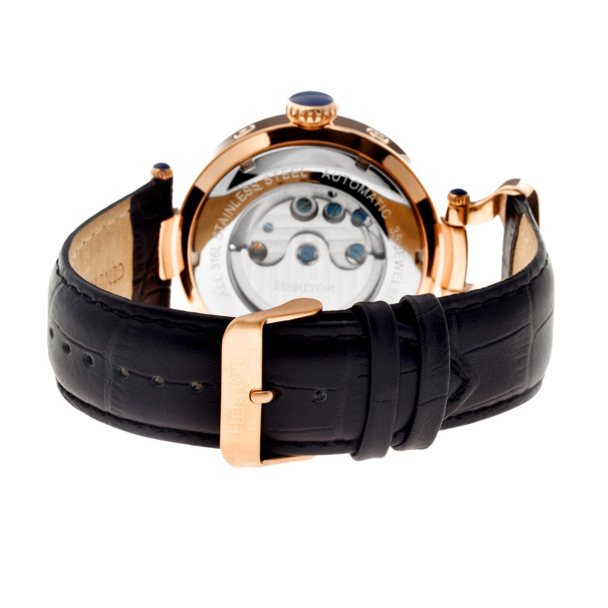 Halbskelettierte Automatikuhr mit Lederarmband