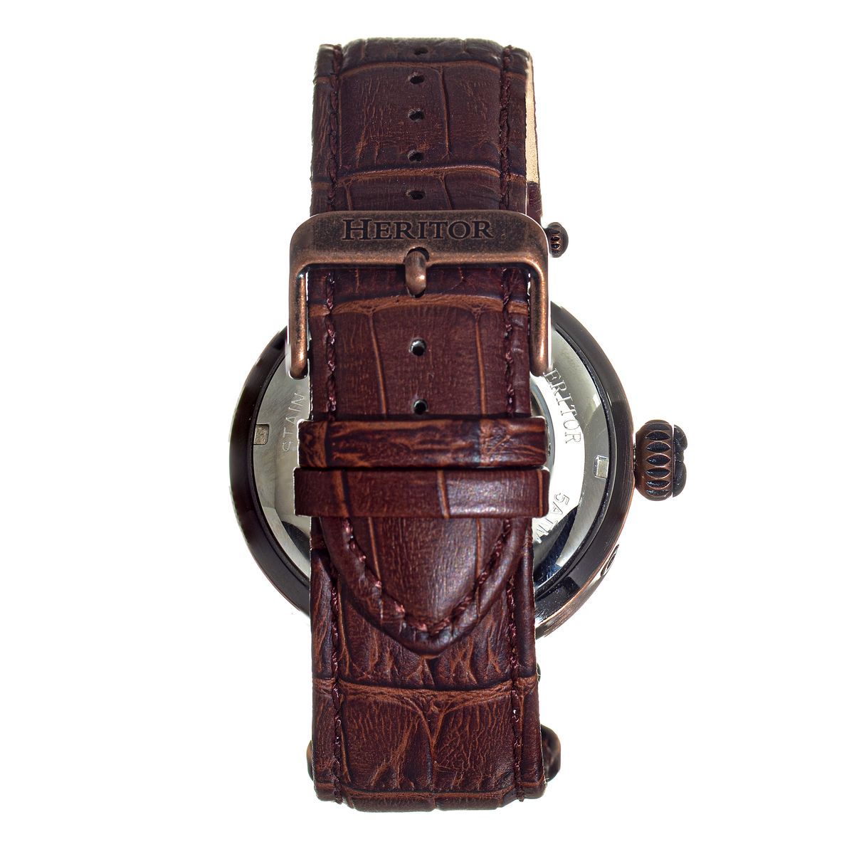 Halbskelettierte Automatikuhr mit Lederarmband