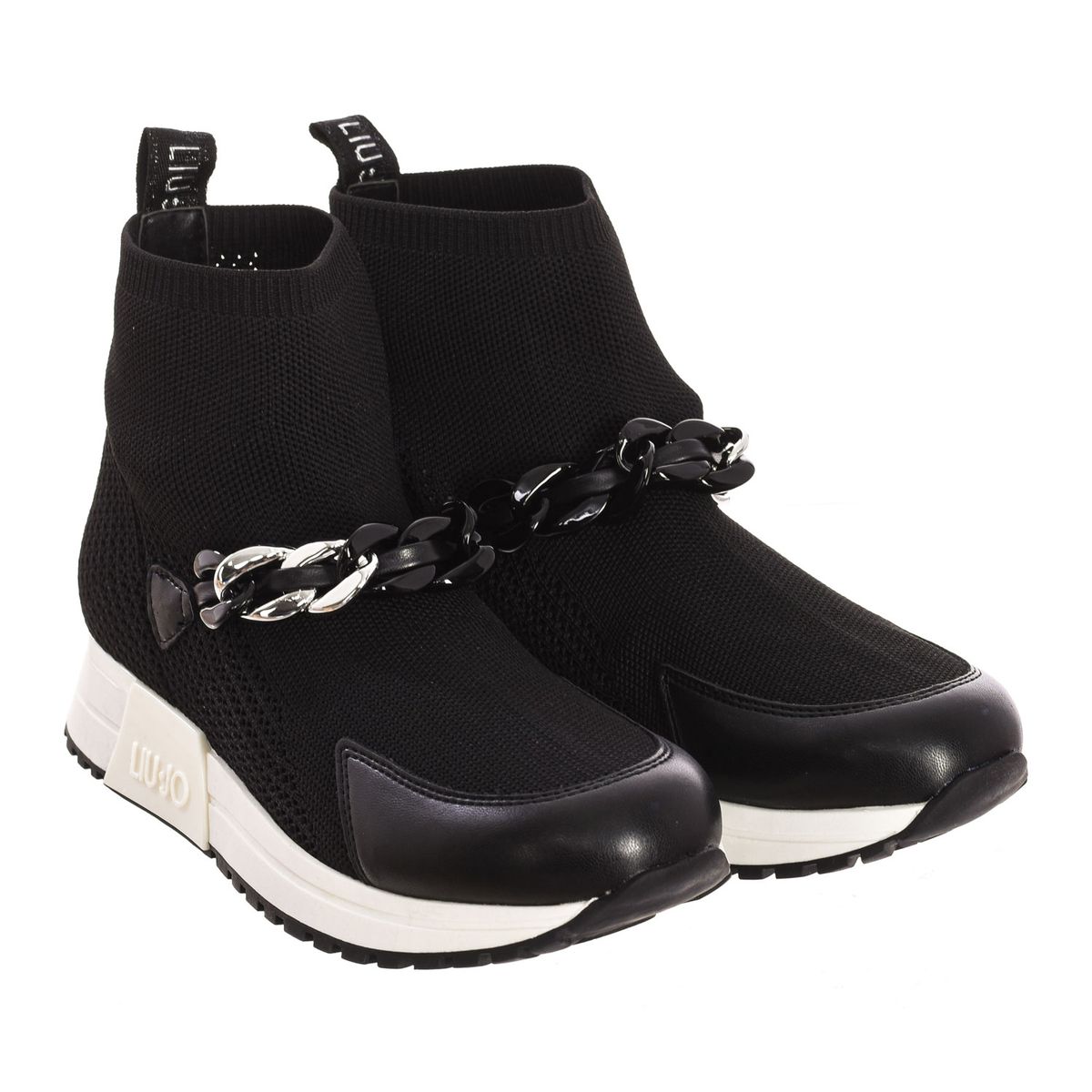 Socken-Sneaker mit klobiger Kette