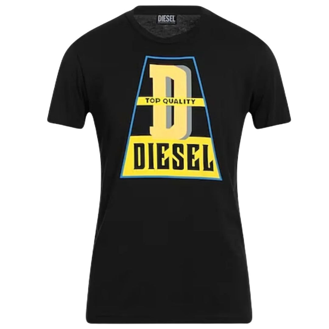 Schwarzes Baumwoll-T-Shirt mit Logo-Grafikdruck