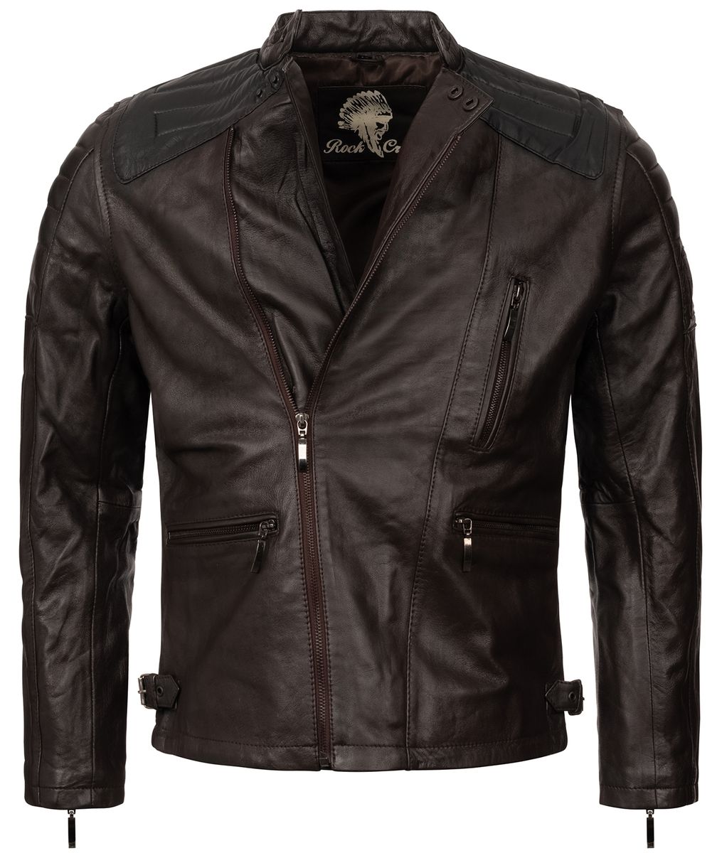 Herren Lederjacke mit gesteppter Schulterpartie