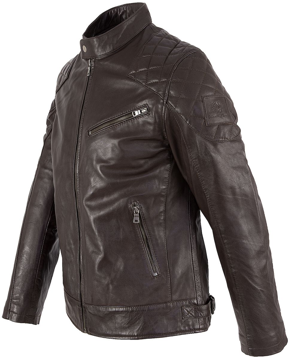 Lederjacke mit gesteppten Schulterpartien