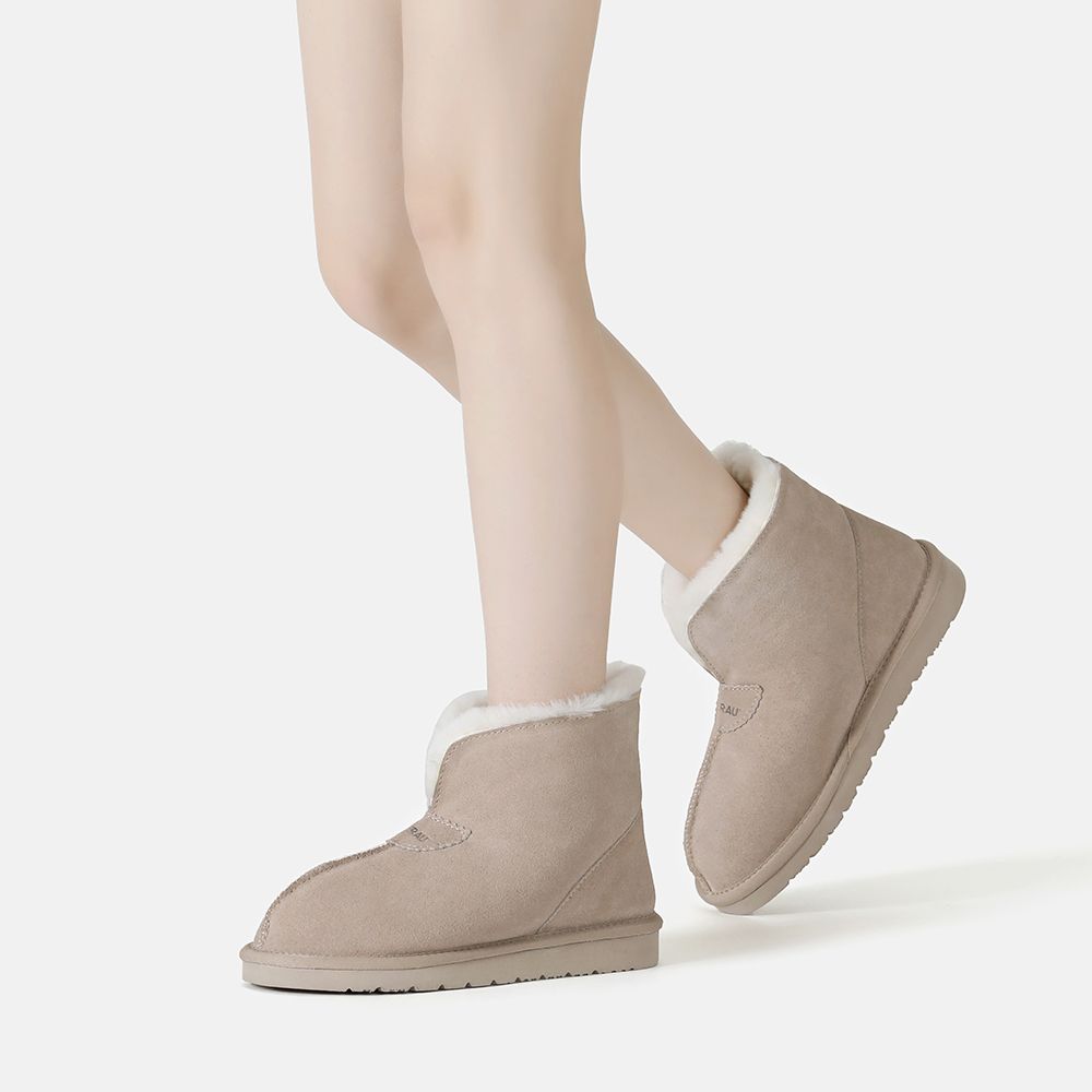 Flauschiger Ankle-Hausschuh mit Schaffellfutter