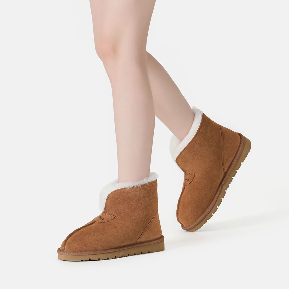 Flauschiger Ankle-Hausschuh mit Schaffellfutter