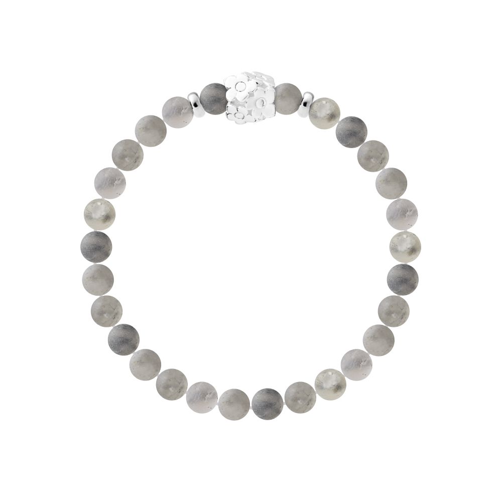 Graues Quarz-Perlenarmband