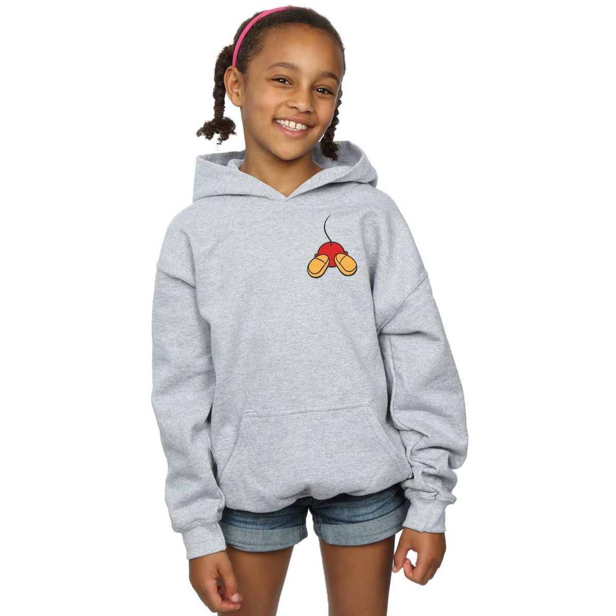 Grauer Mickey Mouse Kapuzenpullover für Mädchen