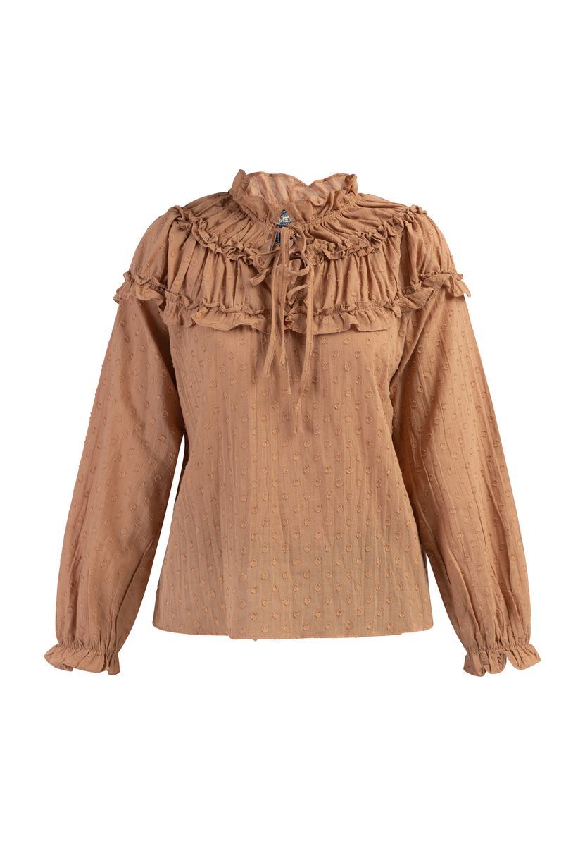 Baumwollbluse mit Rüschen und Puffärmeln
