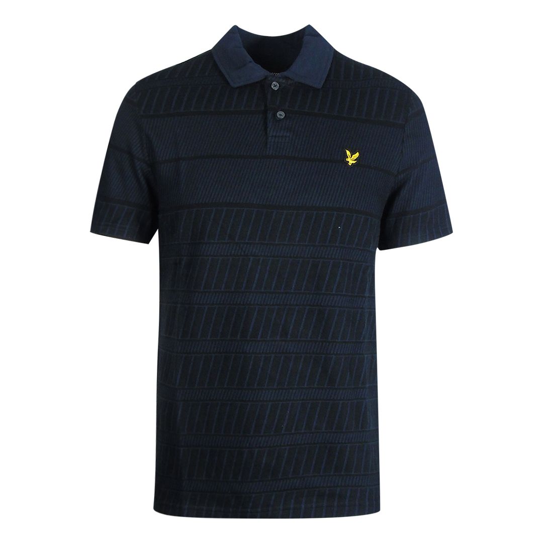 Marineblaues Poloshirt mit Gittermuster