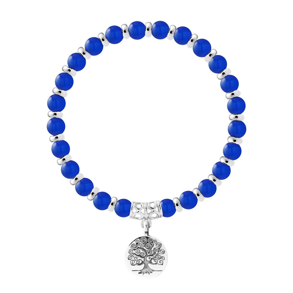 Blauer Achat Lebensbaum Armband