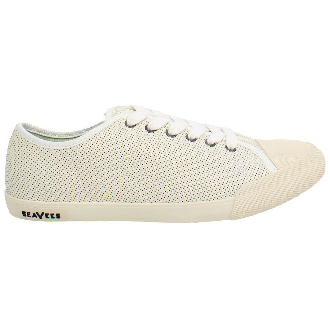 Damen Weiße Sneaker aus perforiertem Leder