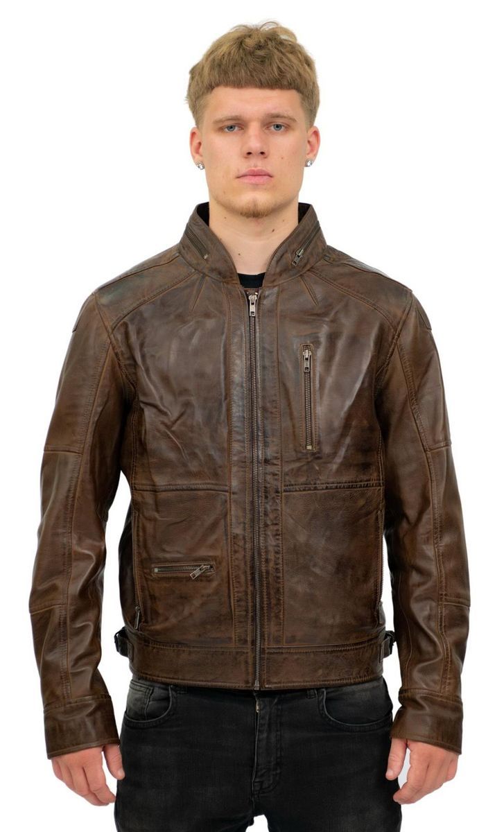 Herren Retro Biker Lederjacke