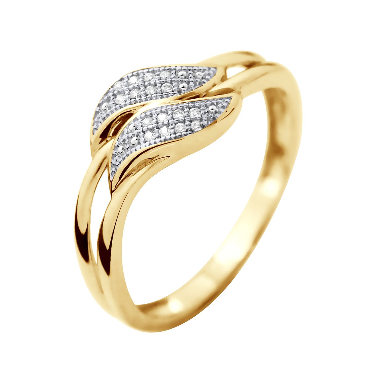 Goldring mit Diamanten im Blattmotiv
