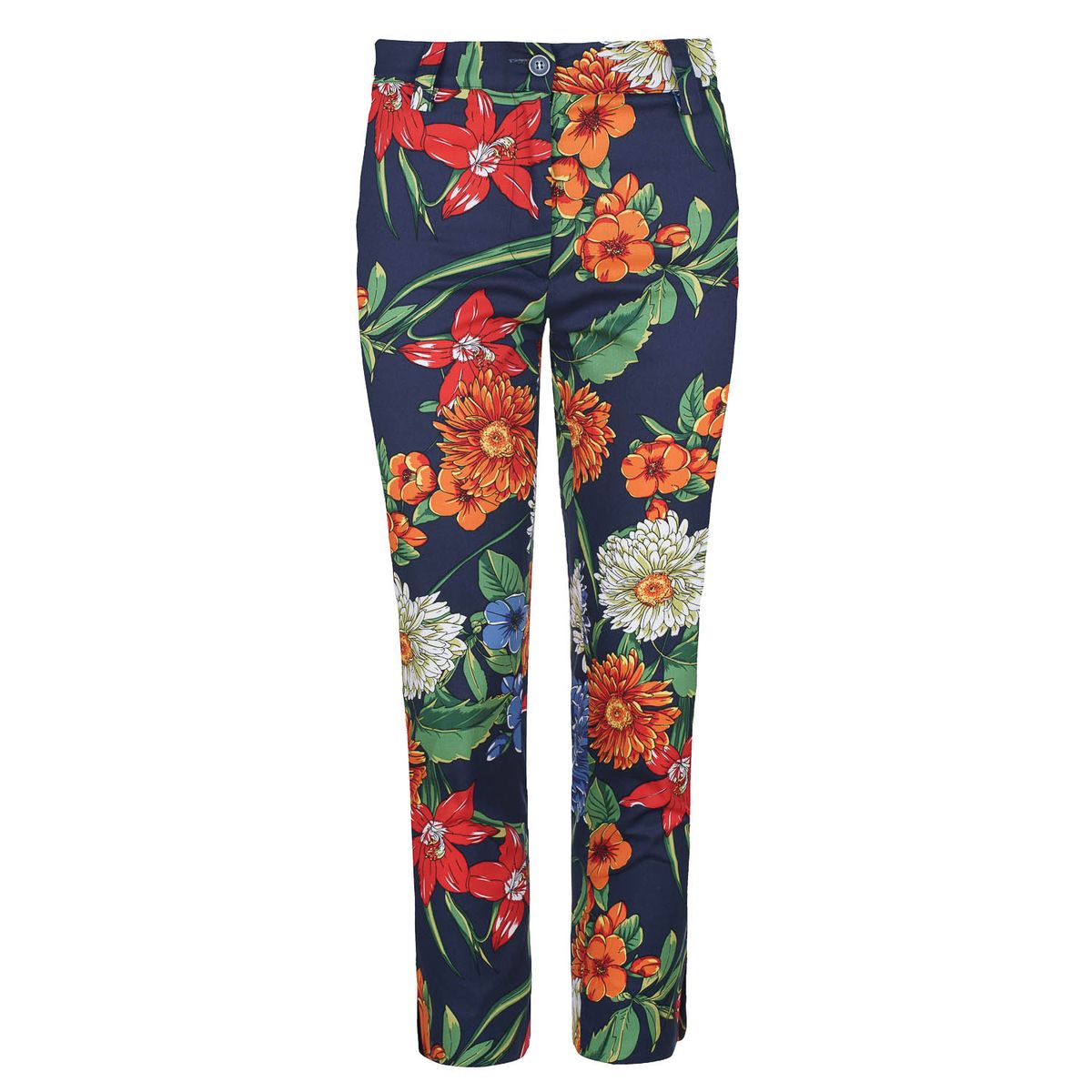 Geblümte Stretch-Gabardine-Hose