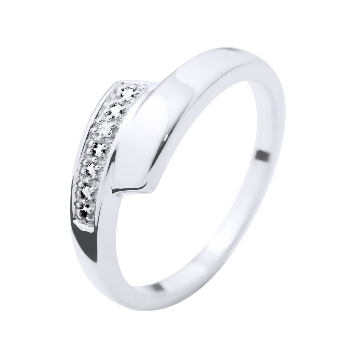 Bypass Crossover Ring mit Diamantbesatz