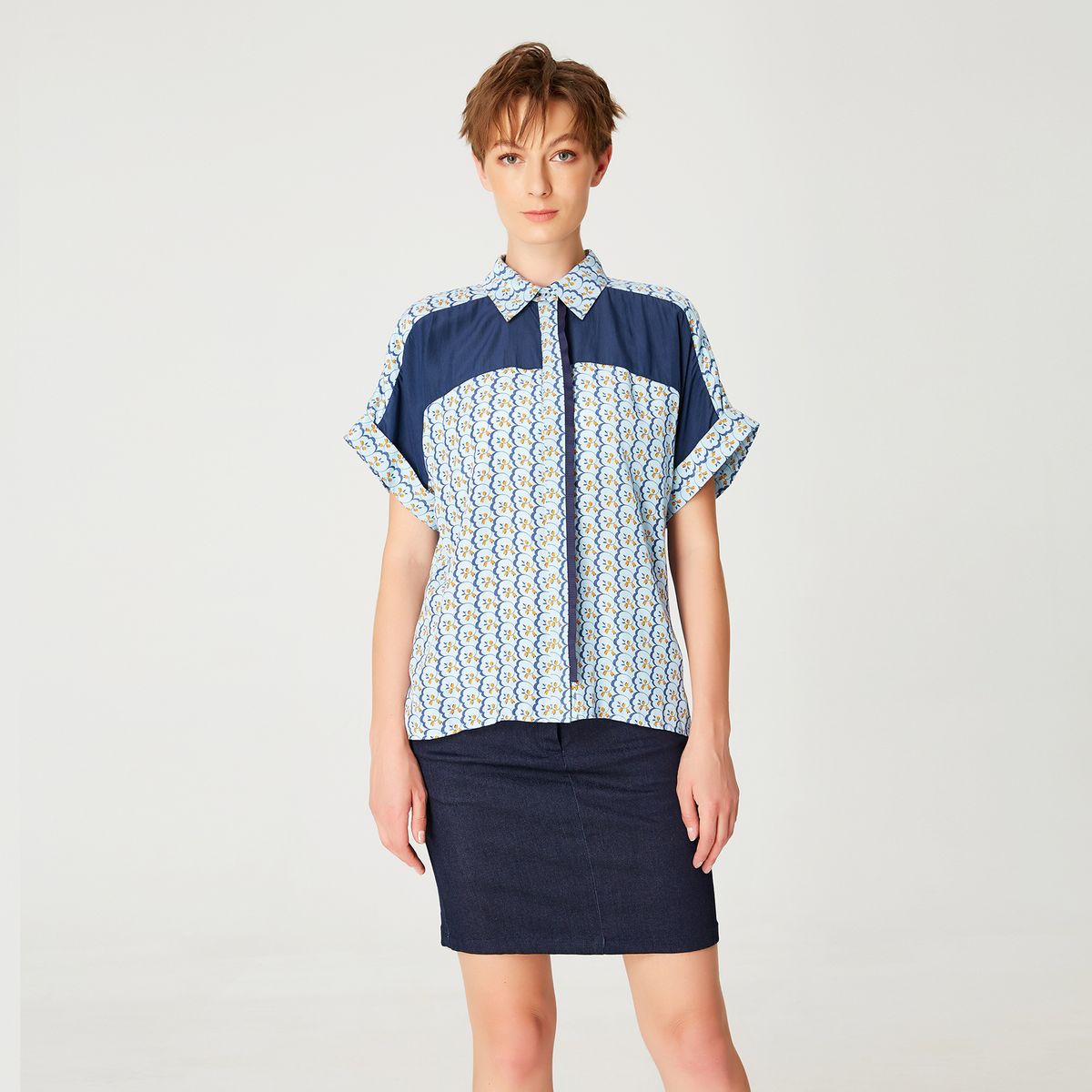 Hemd mit geometrischem Colorblock-Print