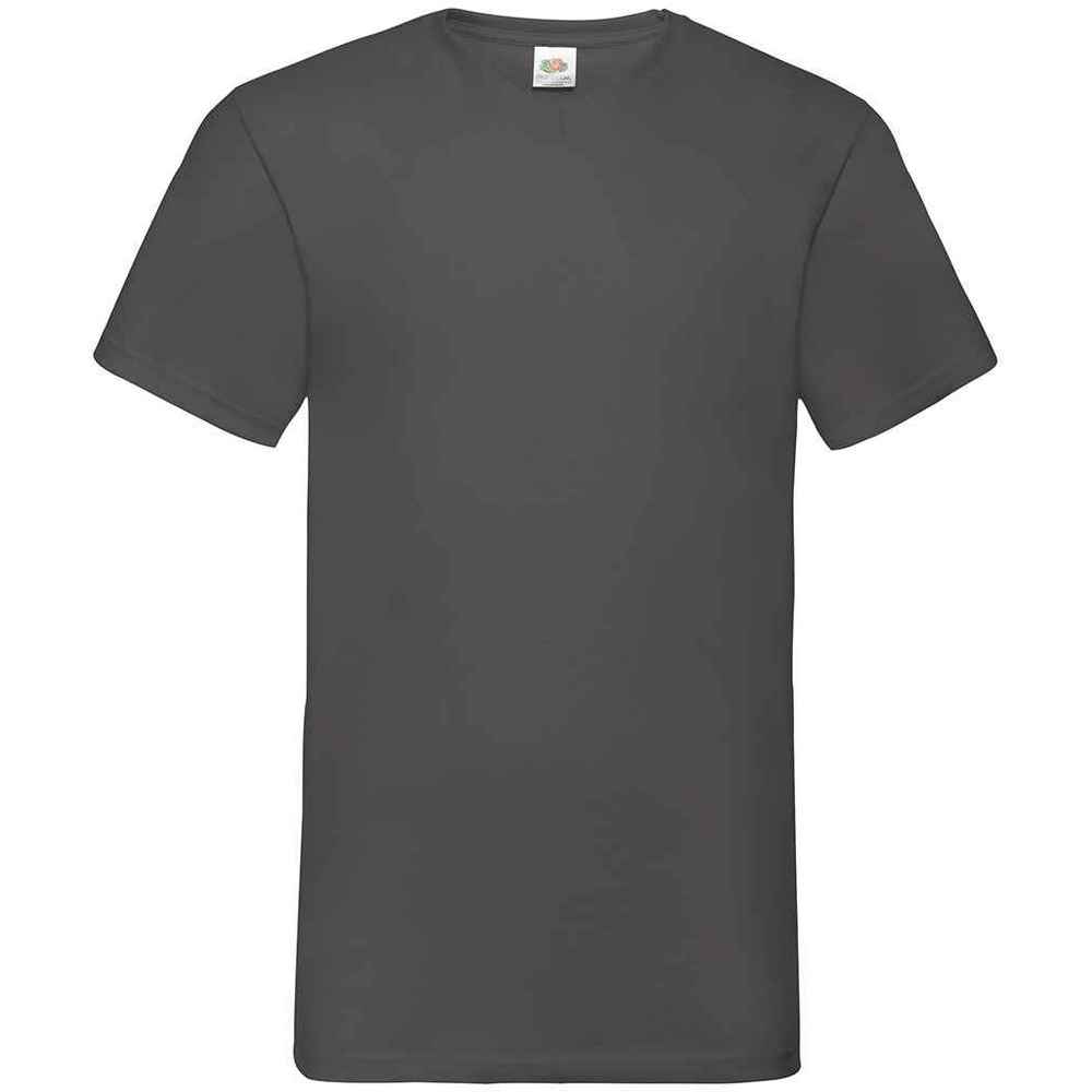 Herren Uni Grau T-Shirt mit V-Ausschnitt