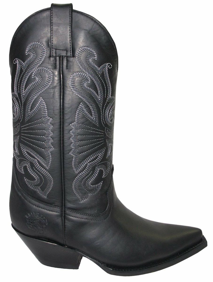 Klassische schwarze Leder-Cowboystiefel