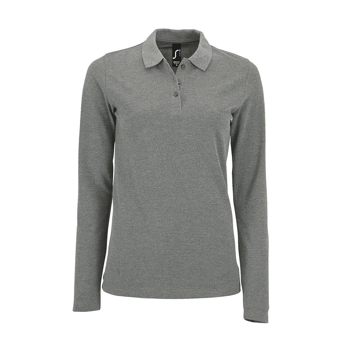 SOLS Womens/Ladies Perfect Langarm-Piqué-Poloshirt (Grau meliert)