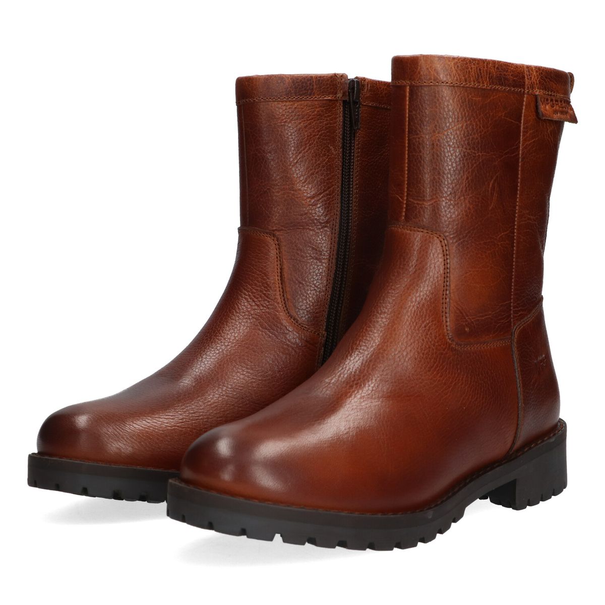 Robuste strukturierte halbhohe Lederstiefel