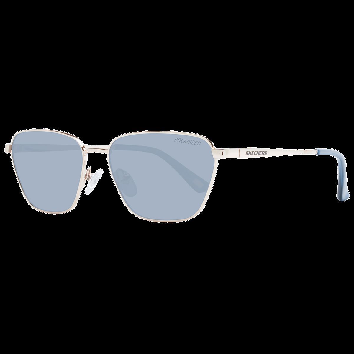 Roségoldene Rechteck-Sonnenbrille mit polarisierten Gläsern