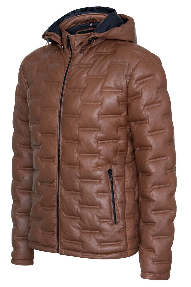 Gesteppte Schafleder-Pufferjacke