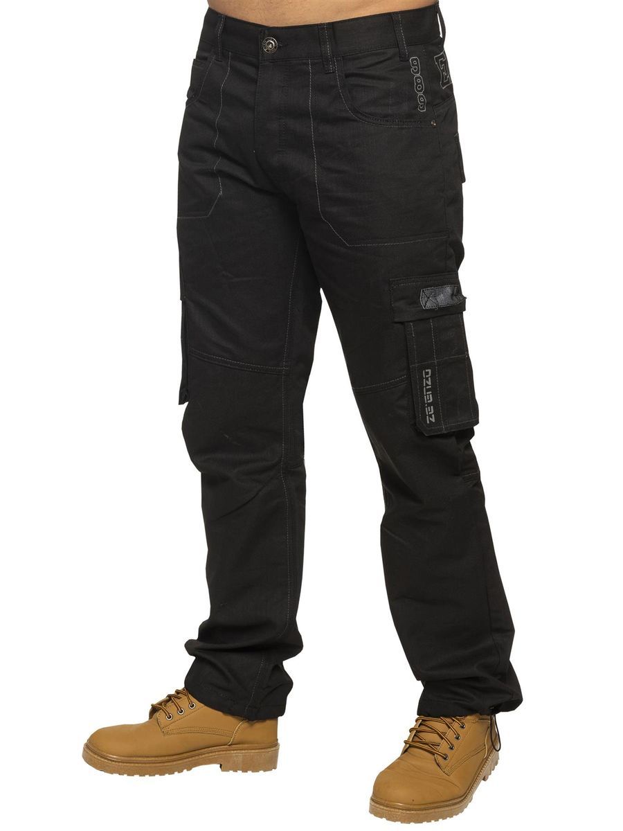 Schwarze Herren-Combat-Jeans aus Denim