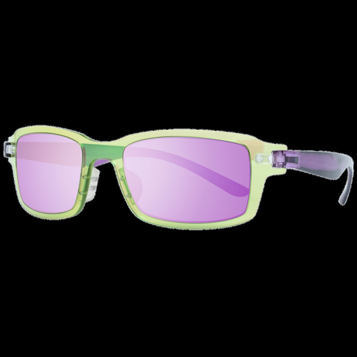 Grüne Sonnenbrille mit rechteckigem Rahmen und Spiegelglas