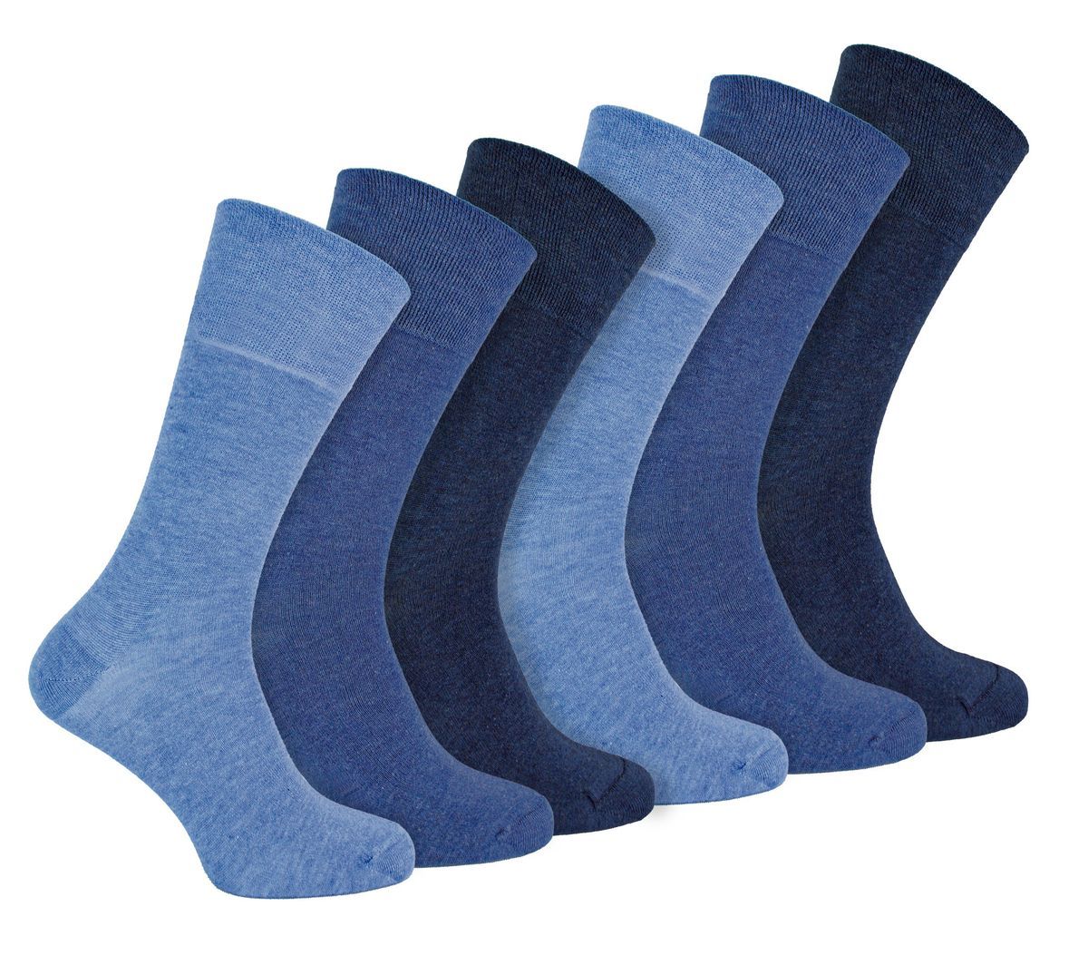IOMI - 6 Pack Herren Diabetiker Bambus Socken | Extra breite nahtlose lockere nicht elastische Socken - Marineblau