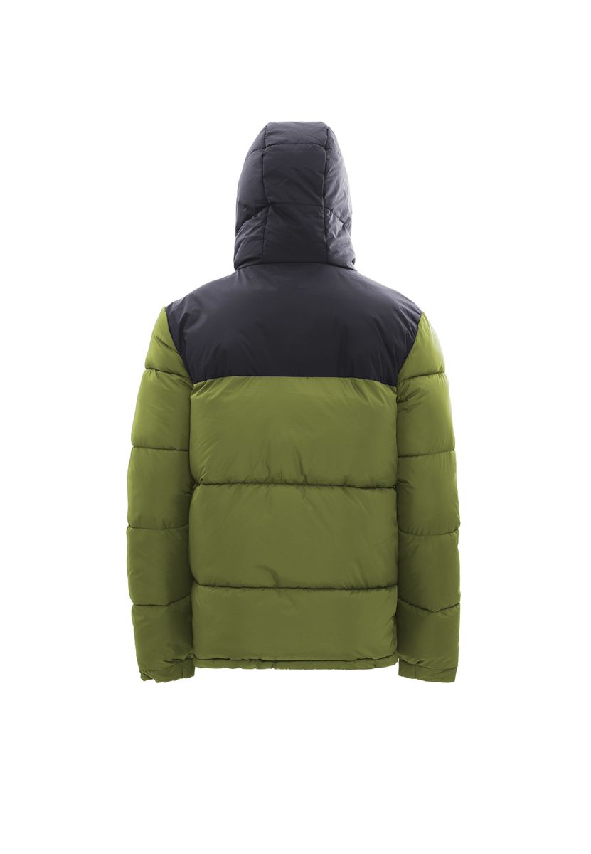 Zweifarbige wattierte Steppjacke mit Kapuze