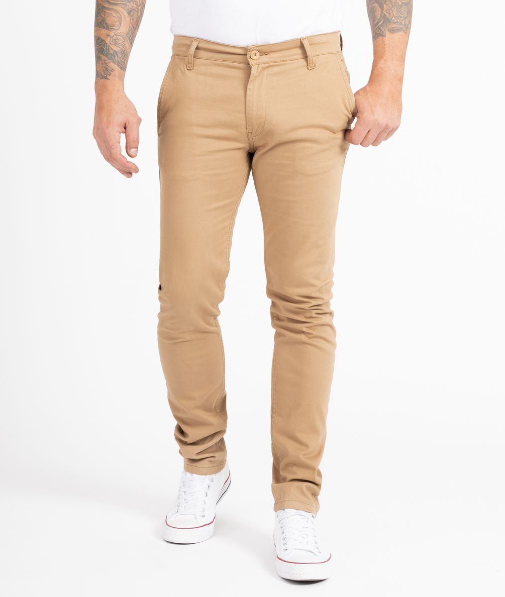 Schmale hellbraune Chino-Hose