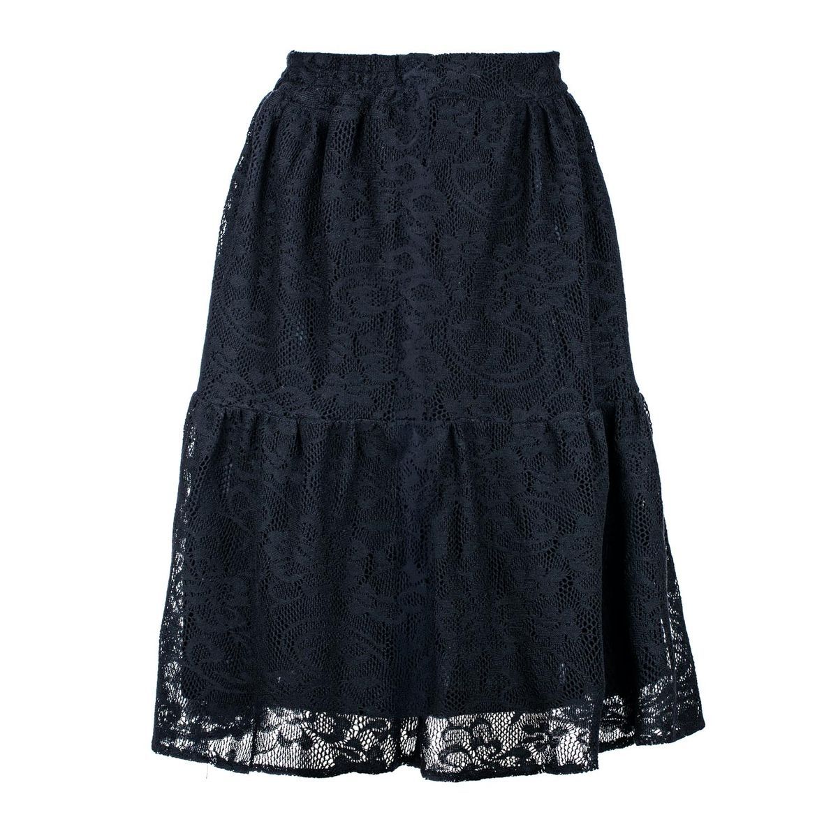 Eleganter schwarzer Midirock aus Spitze