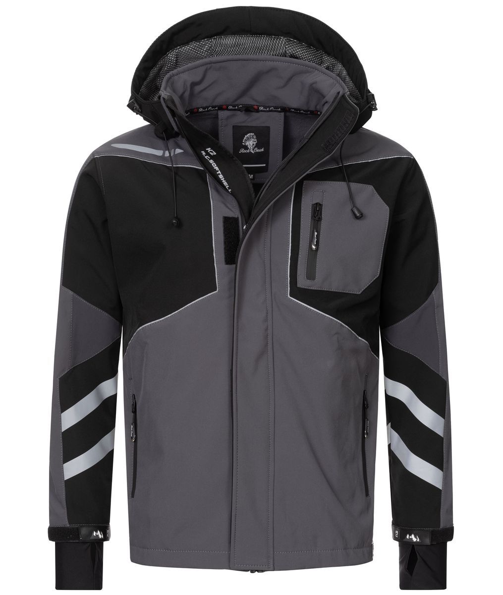 Moderne Colorblock Softshelljacke mit Kapuze