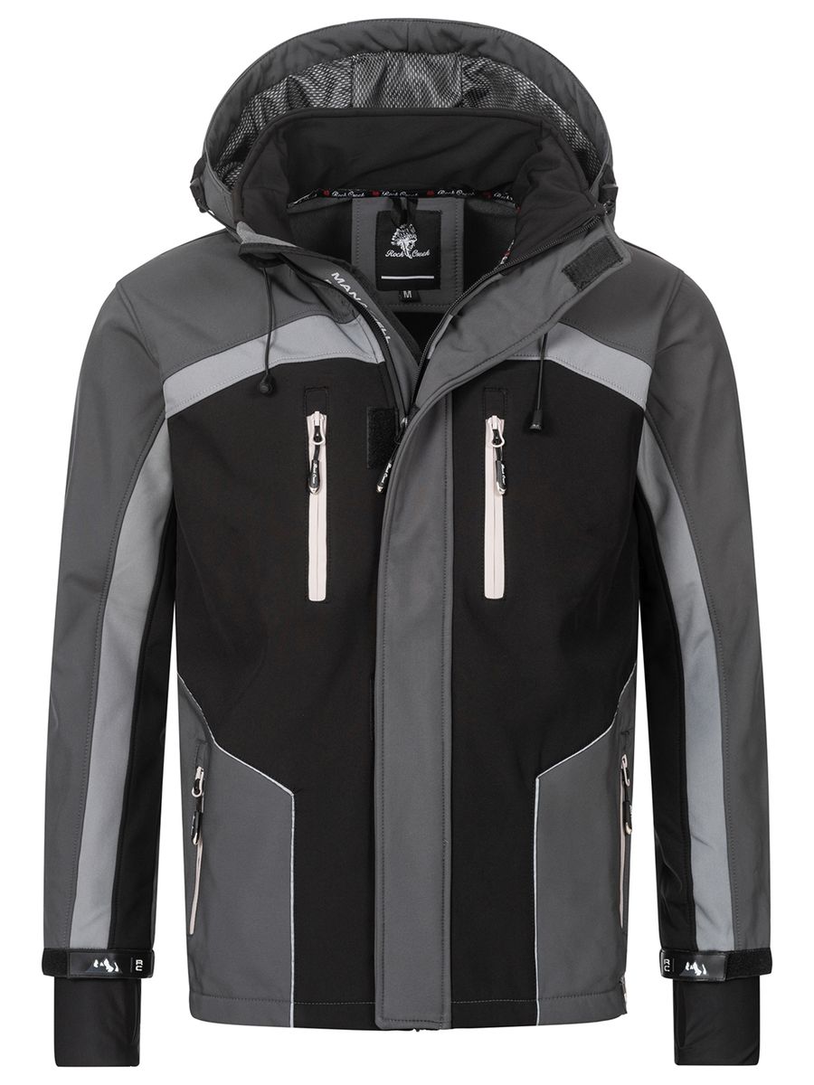 Moderne Colorblock Softshelljacke mit Kapuze
