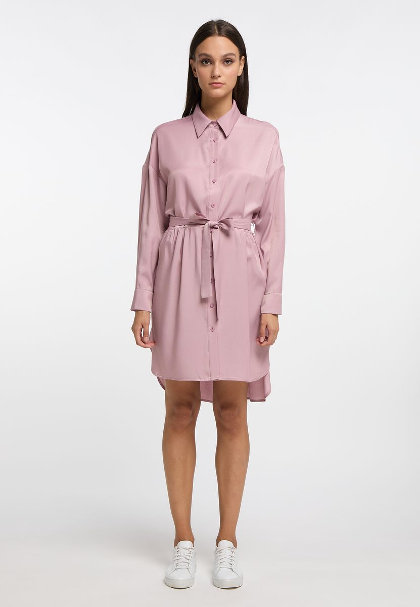 Elegantes Satin-Hemdblusenkleid