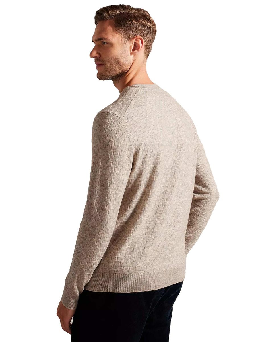 Strukturierter Wollpullover mit Rundhalsausschnitt