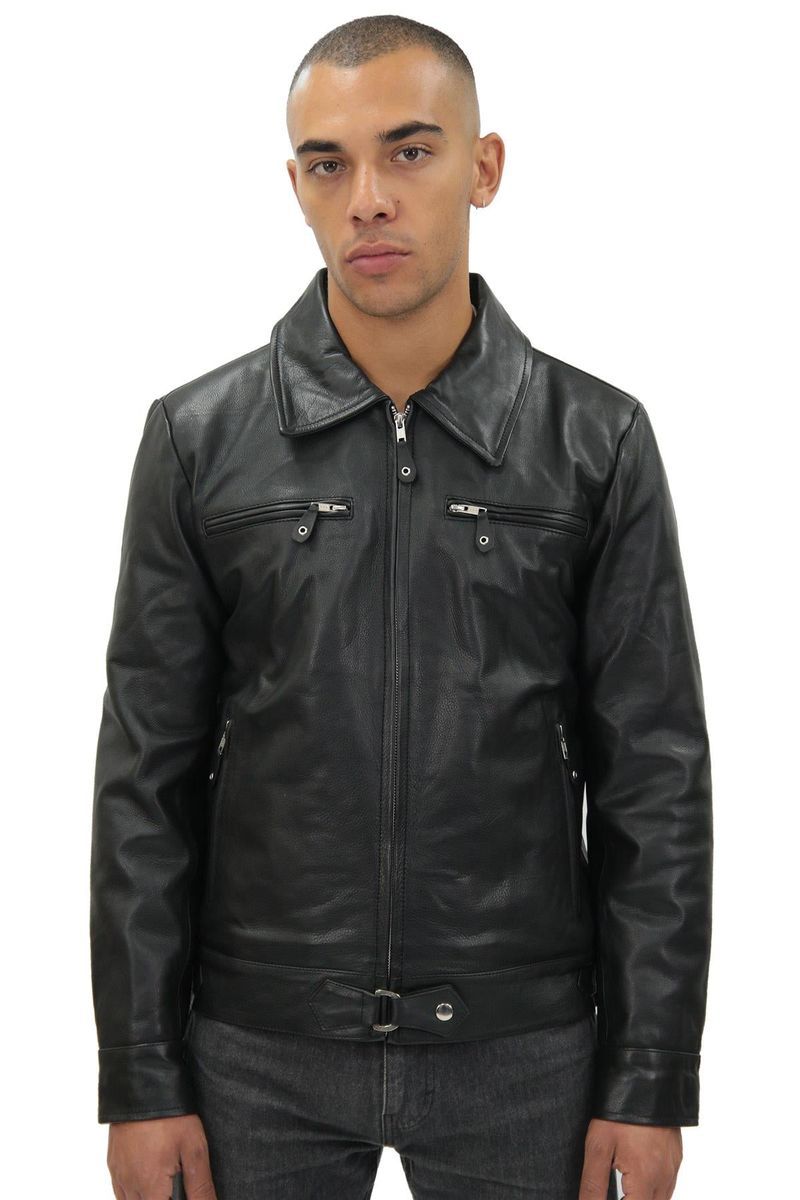 Herren Harrington Jacke aus schwarzem Leder