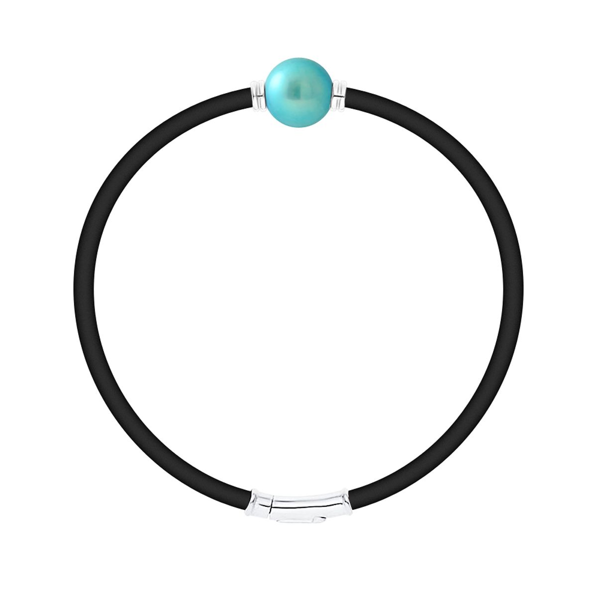 Neopren-Armband mit türkisblauer Perle