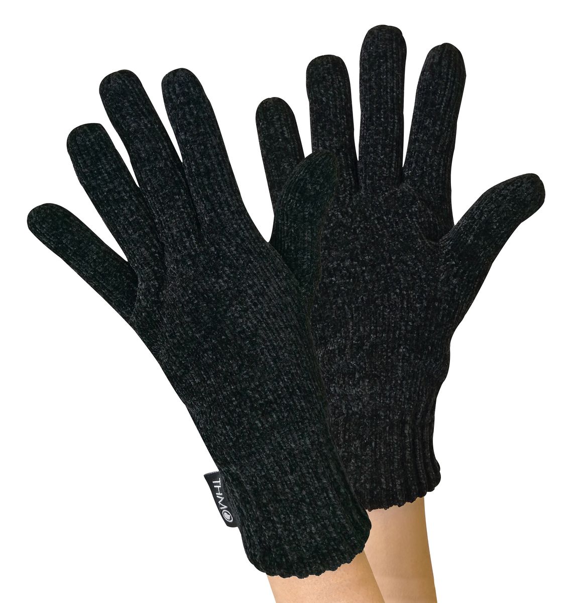 Set aus Rippenstrick-Beanie und Handschuhen
