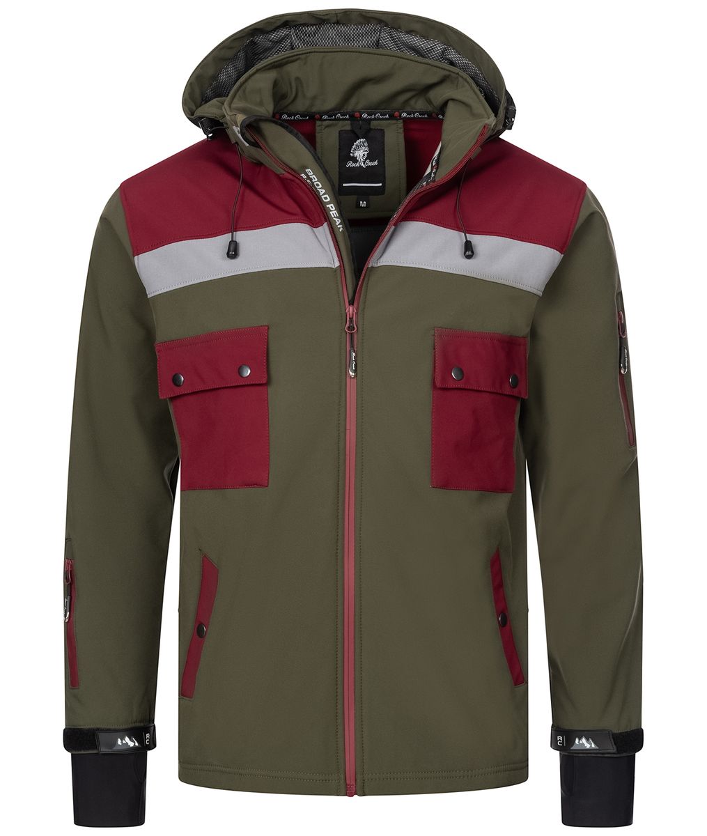 Olivgrüne Kapuzen-Softshelljacke