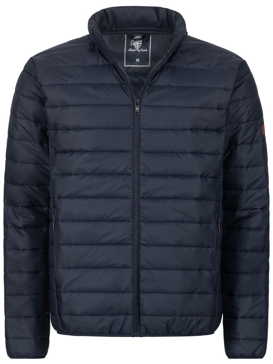 Marineblaue leichte Steppjacke mit Kapuze
