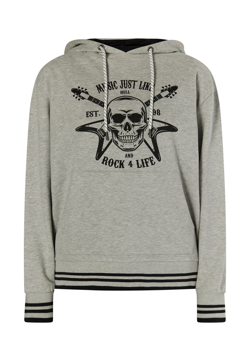 Mymo Kapuzenpullover Damen grau melange