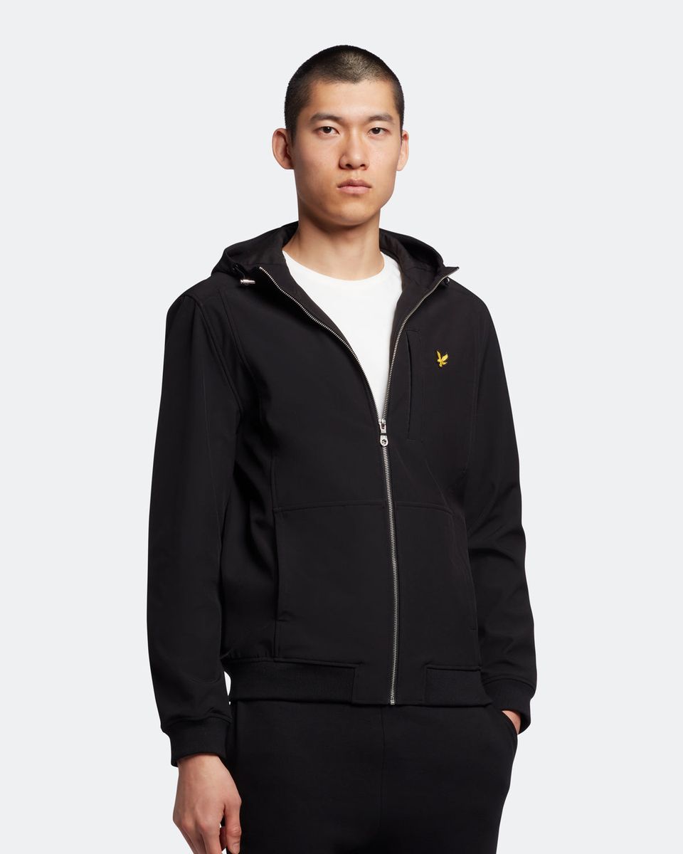 Schwarze Softshell Jacke mit Kapuze für Herren