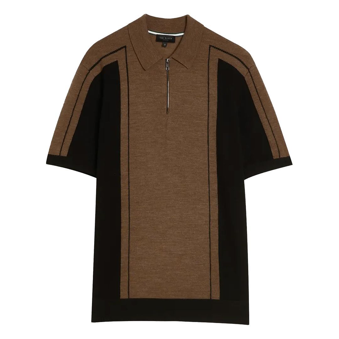 Zweifarbiges Strickpolohemd für Herren