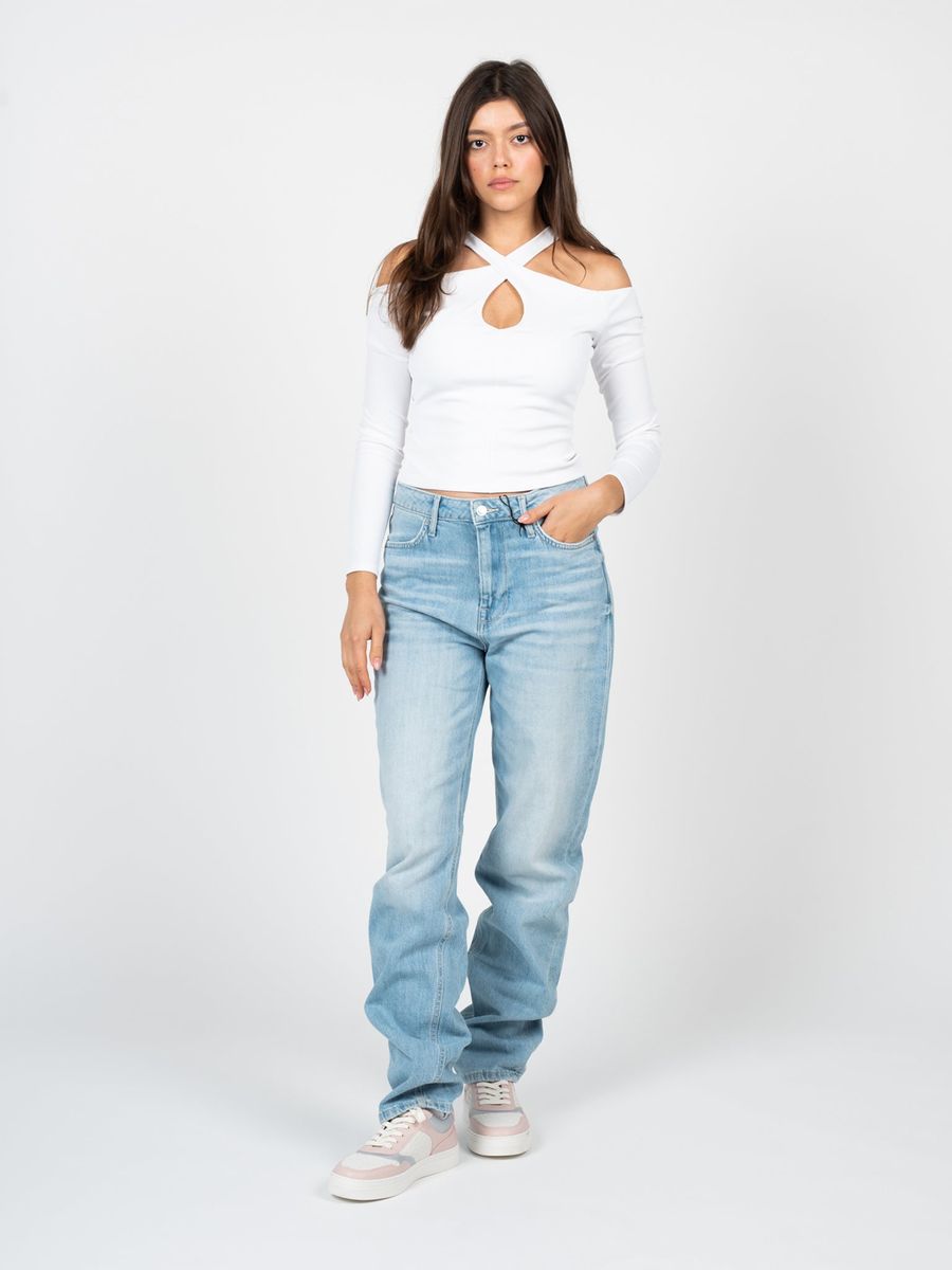High-Rise-Jeans mit geradem Bein